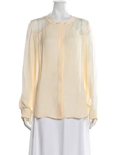 Pre-owned Tamara Mellon Silk Long Sleeve Blouse In Neutrals