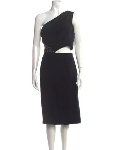 Pre-owned Tamara Mellon Silk Midi Length Dress In Black