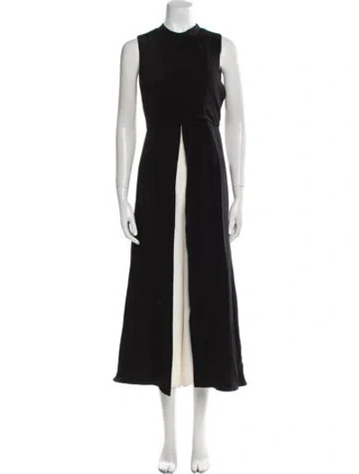 Pre-owned Tamara Mellon Silk Mock Neck Jumpsuit W/ Tags In Black