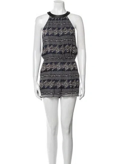 Pre-owned Tamara Mellon Silk Printed Romper In Blue
