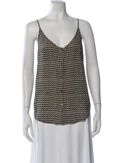 Pre-owned Tamara Mellon Silk Printed Top In Black