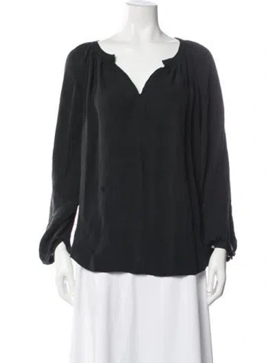 Pre-owned Tamara Mellon Silk V-neck Blouse In Black