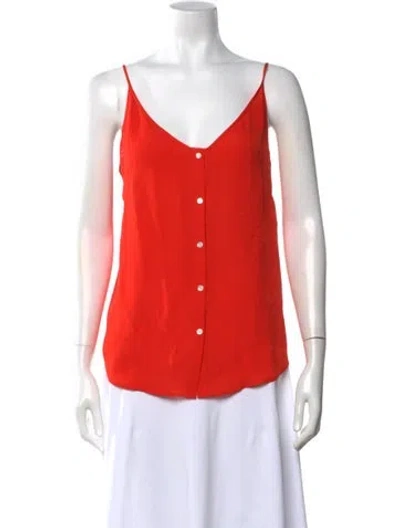 Pre-owned Tamara Mellon Silk V-neck Button-up Top In Orange