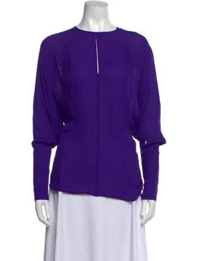 Pre-owned Tamara Mellon Silk V-neck Top In Purple