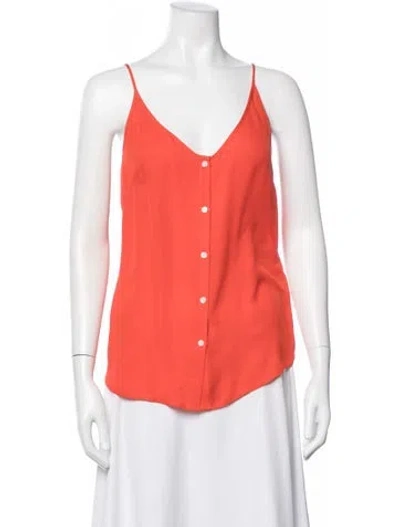 Pre-owned Tamara Mellon Silk V-neck Top In Red