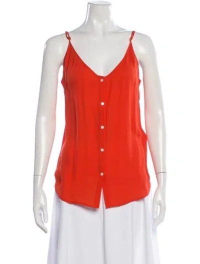 Pre-owned Tamara Mellon Silk V-neck Top In Red