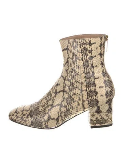 Pre-owned Tamara Mellon Snakeskin Animal Print Boots In Neutral