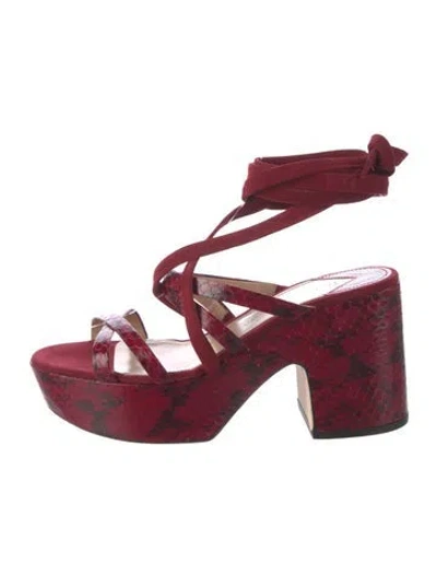 Pre-owned Tamara Mellon Snakeskin Sandals In Burgundy