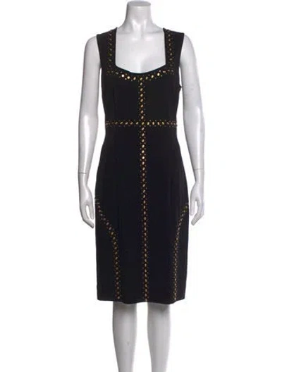 Pre-owned Tamara Mellon Square Neckline Knee-length Dress In Black