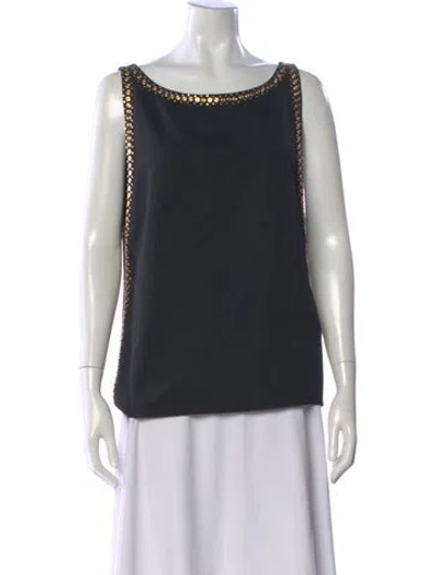 Pre-owned Tamara Mellon Square Neckline Sleeveless Top In Black