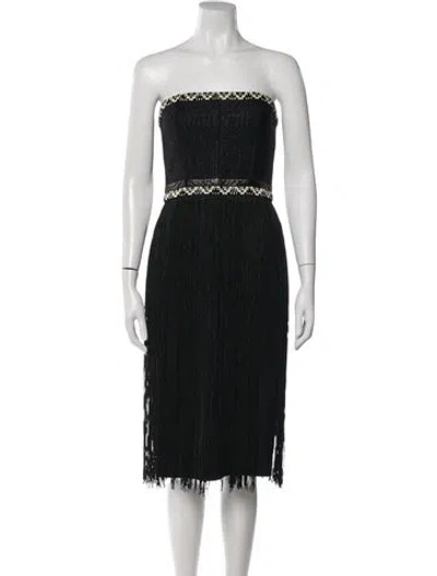 Pre-owned Tamara Mellon Strapless Midi Length Dress In Black