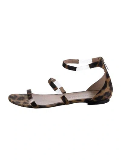 Pre-owned Tamara Mellon Suede Animal Print Sandals In Neutrals