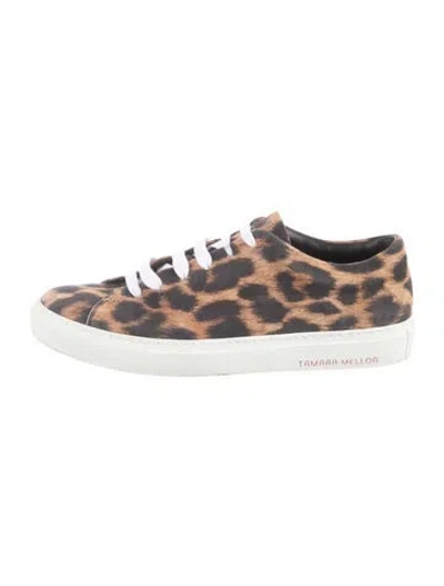 Pre-owned Tamara Mellon Suede Animal Print Sneakers In Brown