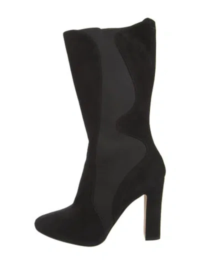 Pre-owned Tamara Mellon Suede Colorblock Pattern Boots In Black