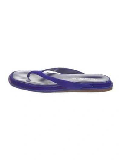 Pre-owned Tamara Mellon Suede Crystal Embellishments Flip Flops In Blue