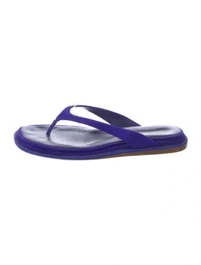 Pre-owned Tamara Mellon Suede Crystal Embellishments Flip Flops In Blue