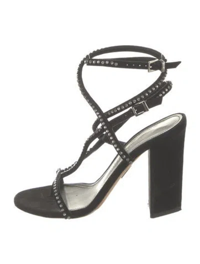 Pre-owned Tamara Mellon Suede Crystal Embellishments Sandals In Black