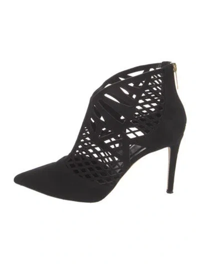 Pre-owned Tamara Mellon Suede Cutout Accent Pumps In Black
