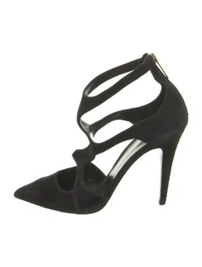 Pre-owned Tamara Mellon Suede Cutout Accent Pumps In Green