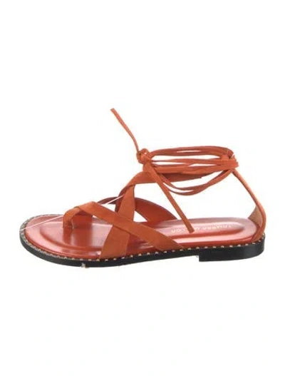 Pre-owned Tamara Mellon Suede Cutout Accent Sandals In Orange