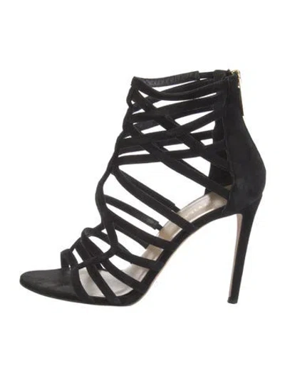 Pre-owned Tamara Mellon Suede Gladiator Sandals In Black