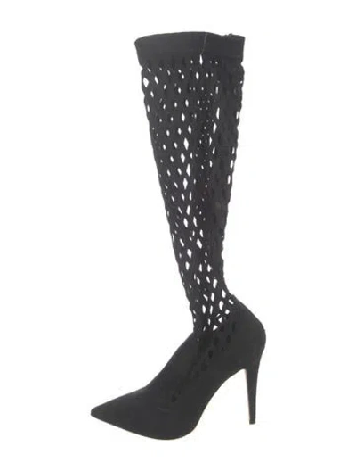 Pre-owned Tamara Mellon Suede Lace Pattern Boots In Black