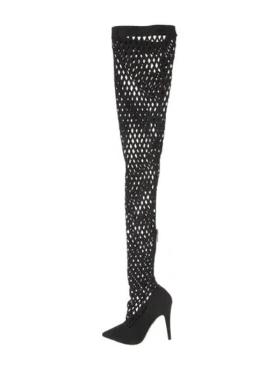 Pre-owned Tamara Mellon Suede Lace Pattern Boots W/ Tags In Black