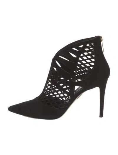 Pre-owned Tamara Mellon Suede Lace Pattern Pumps In Black