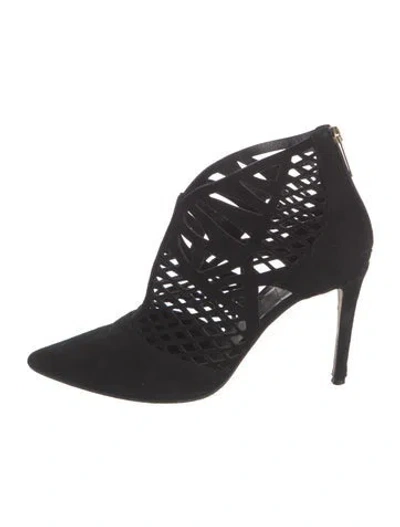 Pre-owned Tamara Mellon Suede Lace Pattern Pumps In Black
