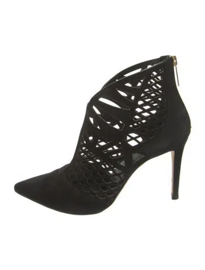 Pre-owned Tamara Mellon Suede Lace Pattern Pumps In Black