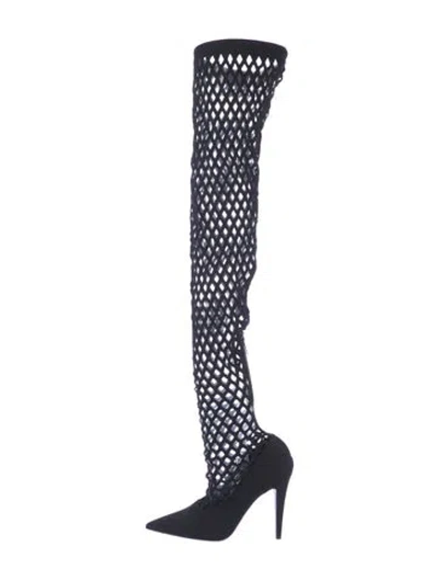 Pre-owned Tamara Mellon Suede Lasercut Accents Boots In Blue