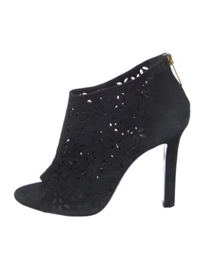 Pre-owned Tamara Mellon Suede Lasercut Accents Pumps In Black