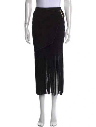 Pre-owned Tamara Mellon Suede Long Skirt W/ Tags In Black