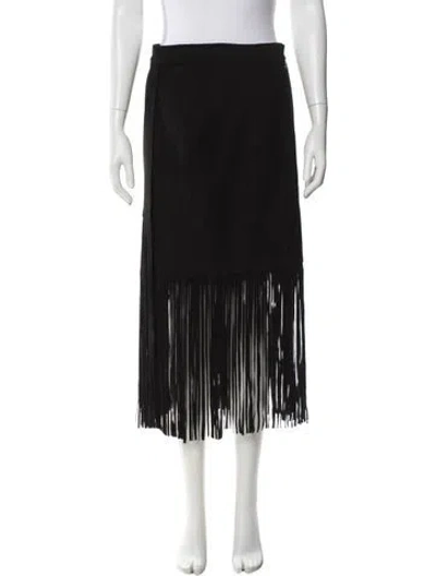Pre-owned Tamara Mellon Suede Midi Length Skirt In Black
