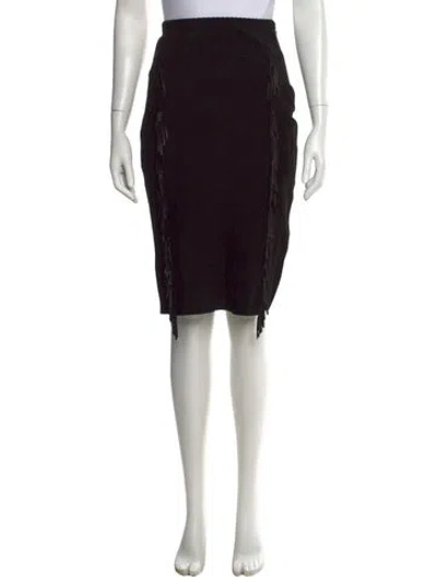 Pre-owned Tamara Mellon Suede Midi Length Skirt In Black