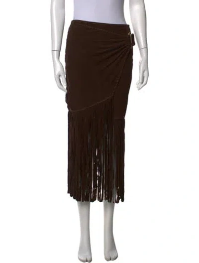 Pre-owned Tamara Mellon Suede Midi Length Skirt In Brown