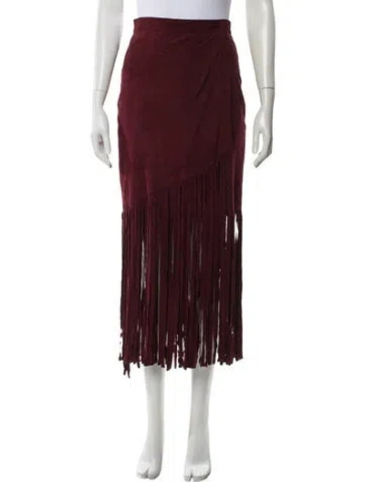 Pre-owned Tamara Mellon Suede Midi Length Skirt In Red