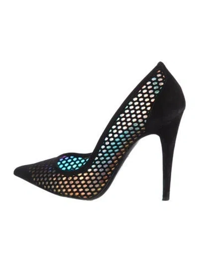 Pre-owned Tamara Mellon Suede Polka Dot Print Pumps In Black/metallic