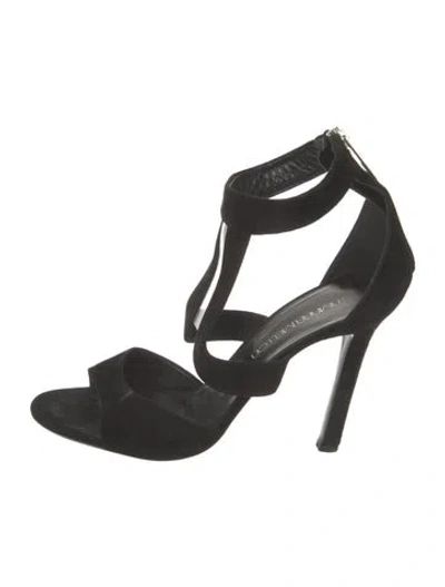 Pre-owned Tamara Mellon Suede Sandals In Black