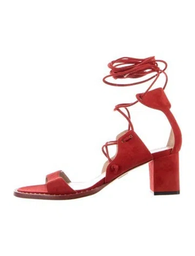 Pre-owned Tamara Mellon Suede Sandals In Red