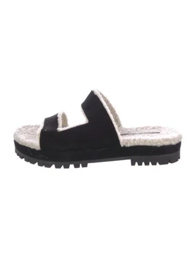 Pre-owned Tamara Mellon Suede Slides In Black