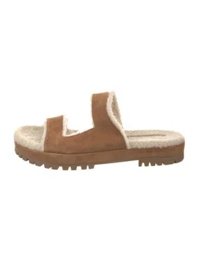 Pre-owned Tamara Mellon Suede Slides In Brown