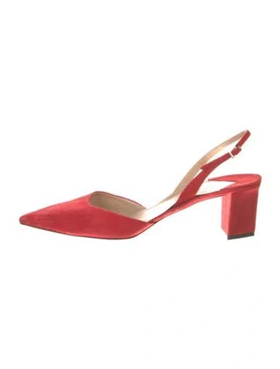 Pre-owned Tamara Mellon Suede Slingback Pumps In Red