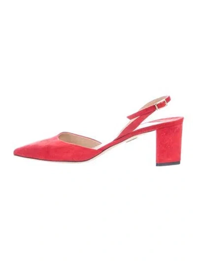 Pre-owned Tamara Mellon Suede Slingback Pumps In Red