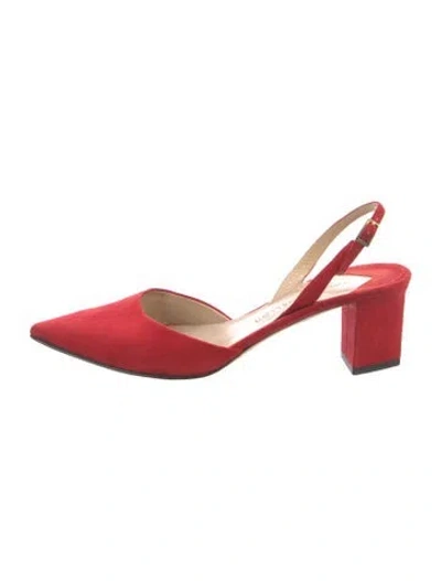 Pre-owned Tamara Mellon Suede Slingback Pumps In Red