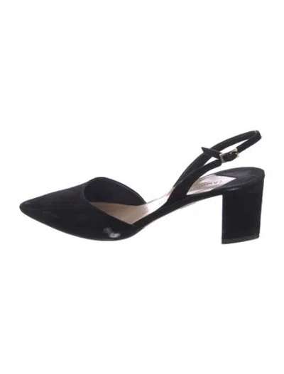 Pre-owned Tamara Mellon Suede Slingback Sandals In Black
