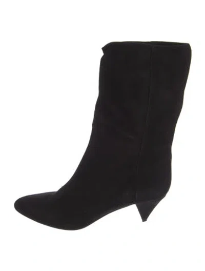 Pre-owned Tamara Mellon Suede Slouch Boots In Black