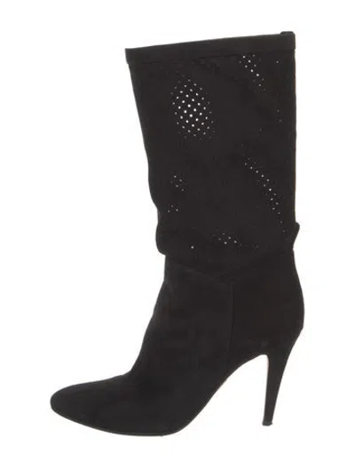 Pre-owned Tamara Mellon Suede Slouch Boots In Black