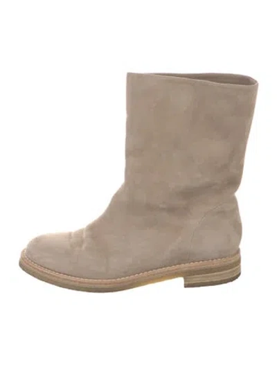 Pre-owned Tamara Mellon Suede Slouch Boots In Neutrals