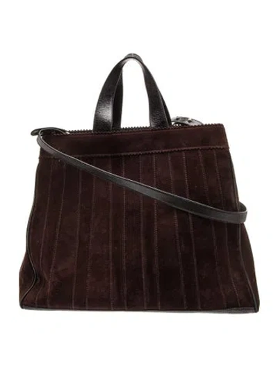 Pre-owned Tamara Mellon Suede Top Handle Bag In Brown